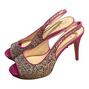 Kate Spade Pink Glitter Slingback Heels